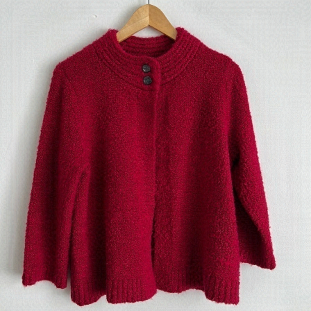 EVAN Picone Red Wool Blend Cardigan